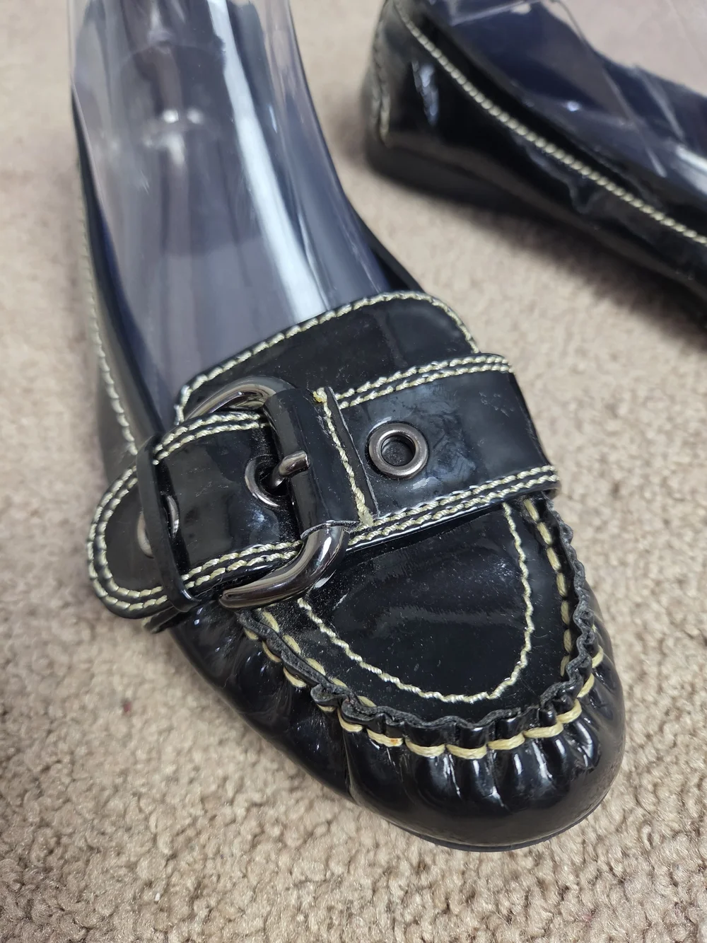 Nickels Black Patent Loafer with Contrast Stitching